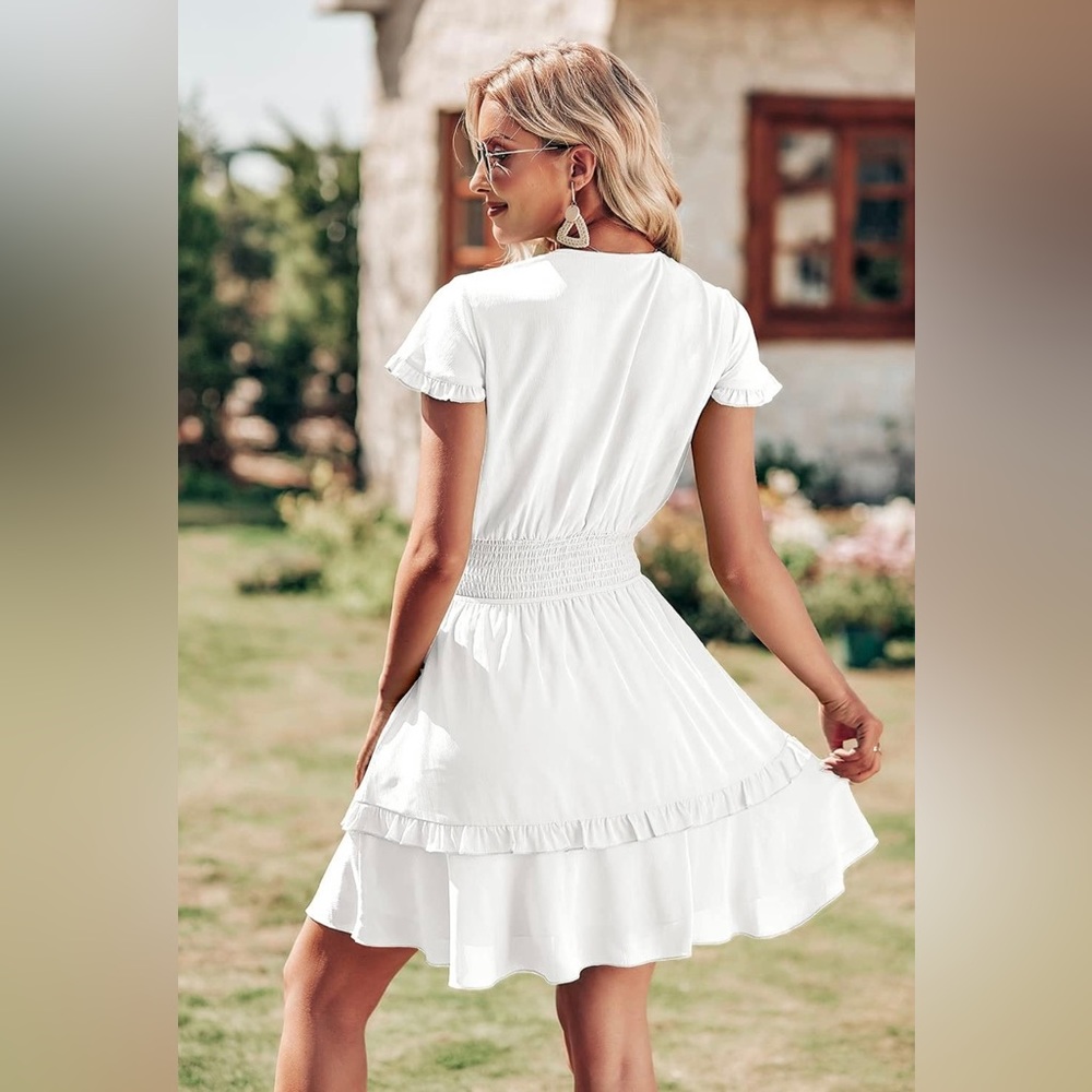NWT Tie Front Mini Swing Dress Size Medium - Picture 3 of 7